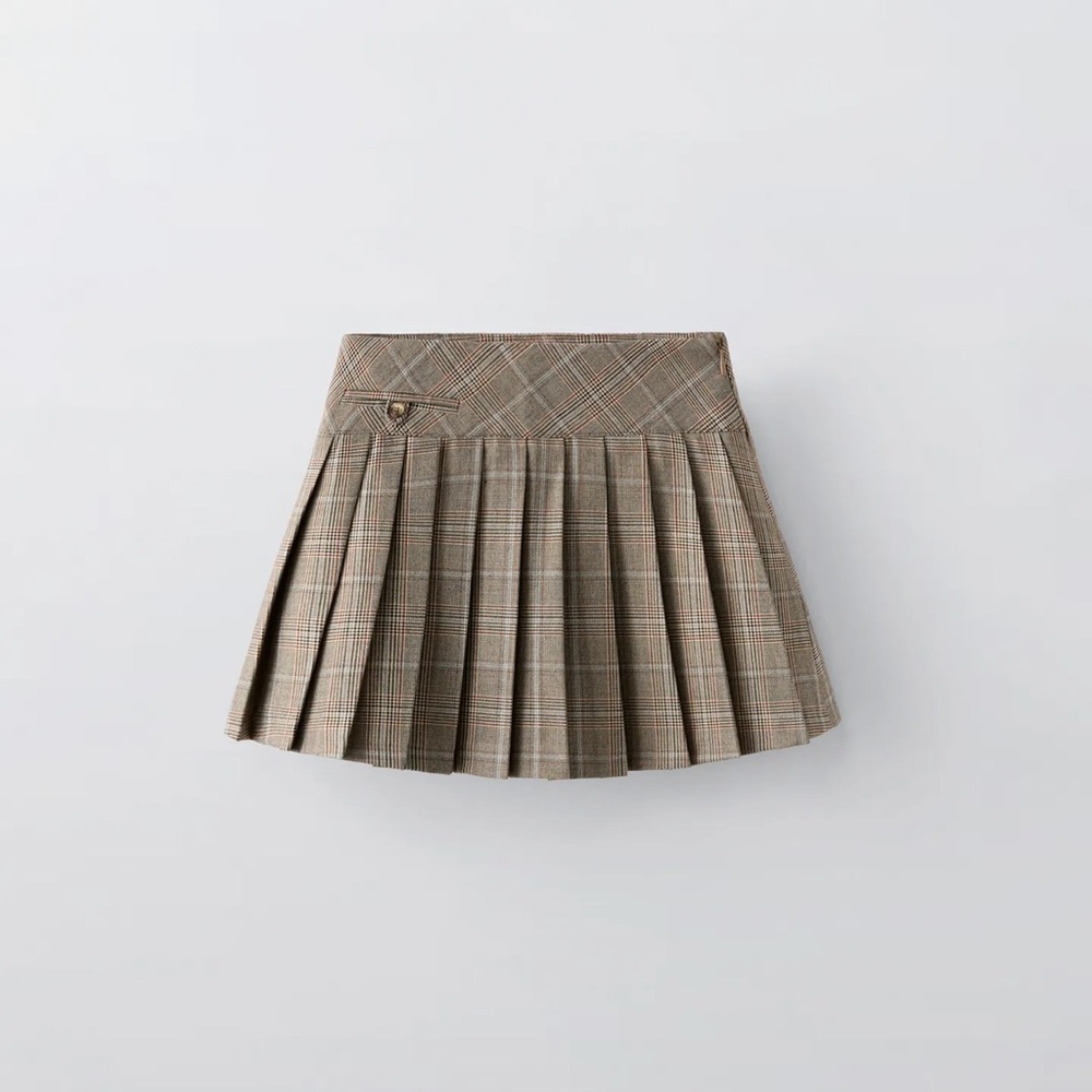 PLAID BOX PLEAT SKIRT